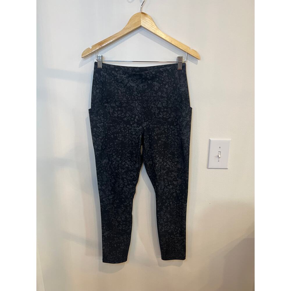 RBX High Rise Pocket Leggings Black Gray Print Athletic Workout Yoga Pants Large